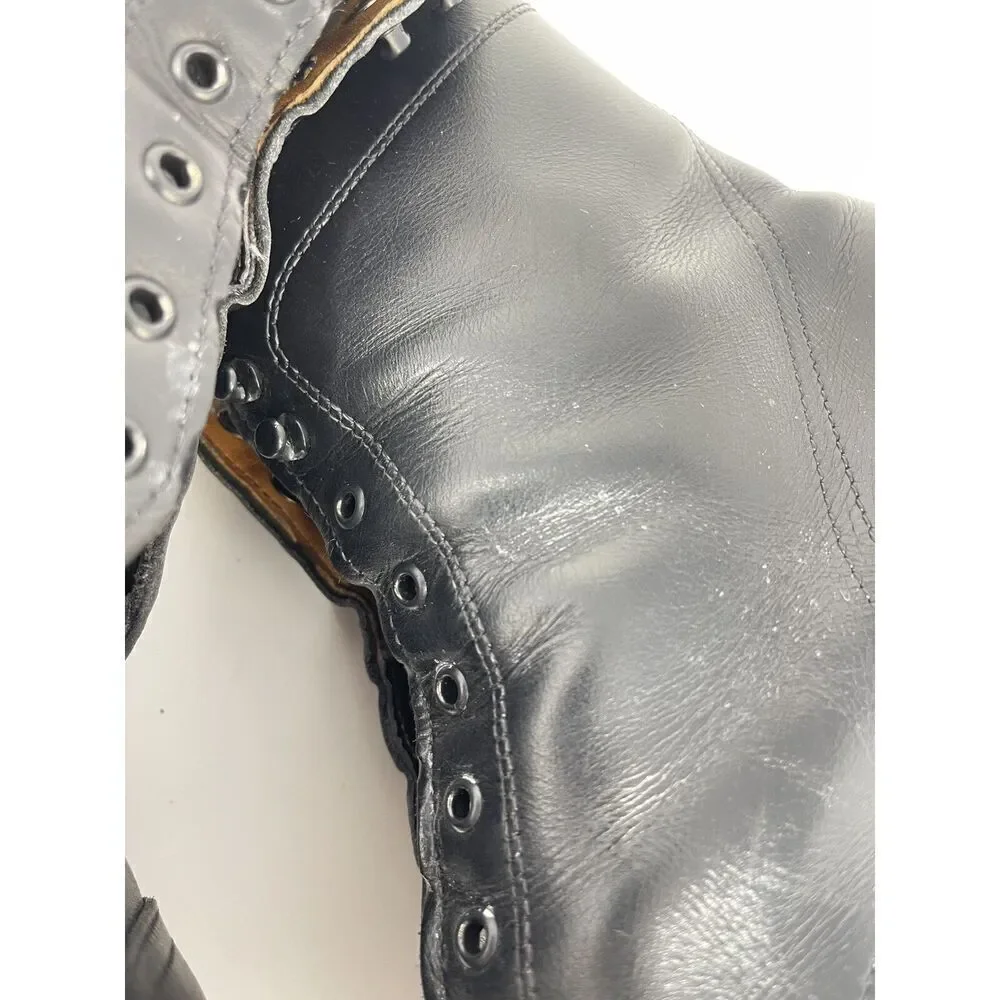 Allen Edmonds First 1st Avenue Black Laced Boots Cap Toe Combo Sole Size 11.5 D